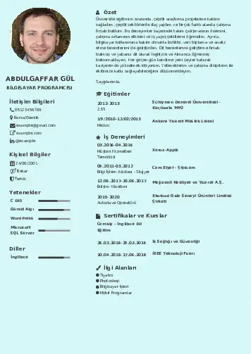 Bilgisayar Programcısı CV Örnekleri cv indir